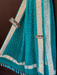 Pure Georgette Handwoven Dupatta - Firozi silver zari - The Handlooms