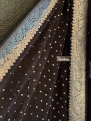 Pure Georgette Dupatta - Black silver zari - The Handlooms
