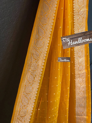 Pure Georgette Dupatta - Gold silver zari - The Handlooms