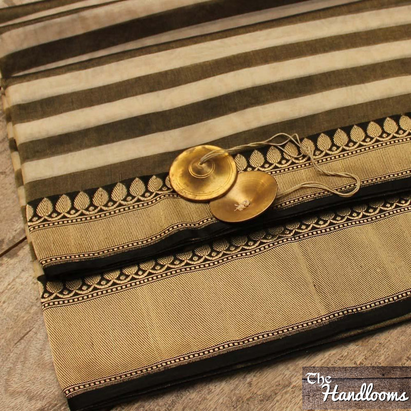 Pure Tissue Reshmi zari Stripe Banarasi Saree - The Handlooms