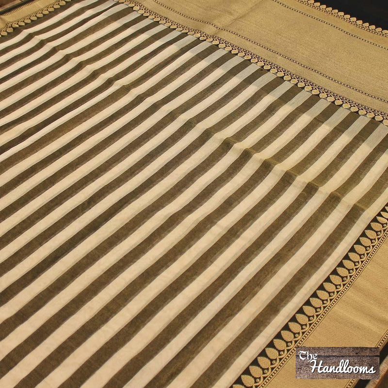 Pure Tissue Reshmi zari Stripe Banarasi Saree - The Handlooms