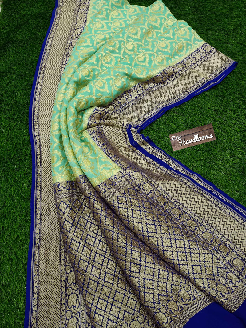 Khaddi Georgette Handloom Banarasi Saree - The Handlooms
