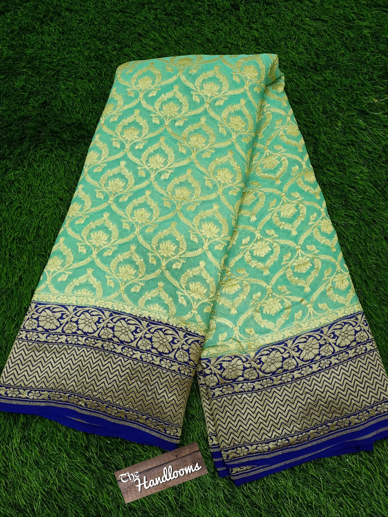 Khaddi Georgette Handloom Banarasi Saree - The Handlooms