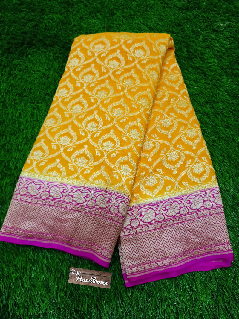 Khaddi Georgette Handloom Banarasi Saree - The Handlooms