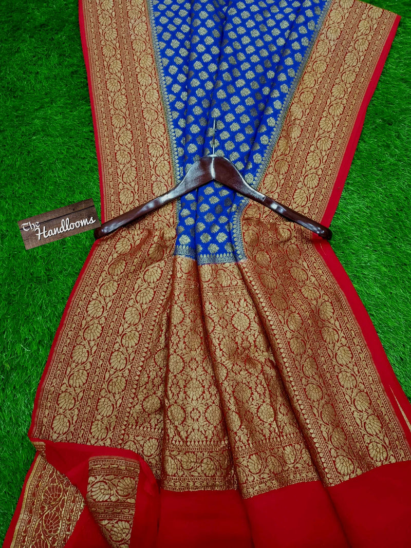 Khaddi Georgette Banarasi Saree -  Antique zari - The Handlooms