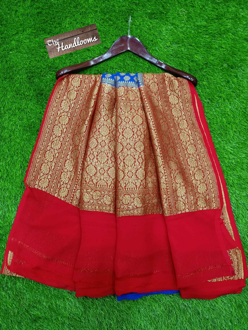 Khaddi Georgette Banarasi Saree -  Antique zari - The Handlooms