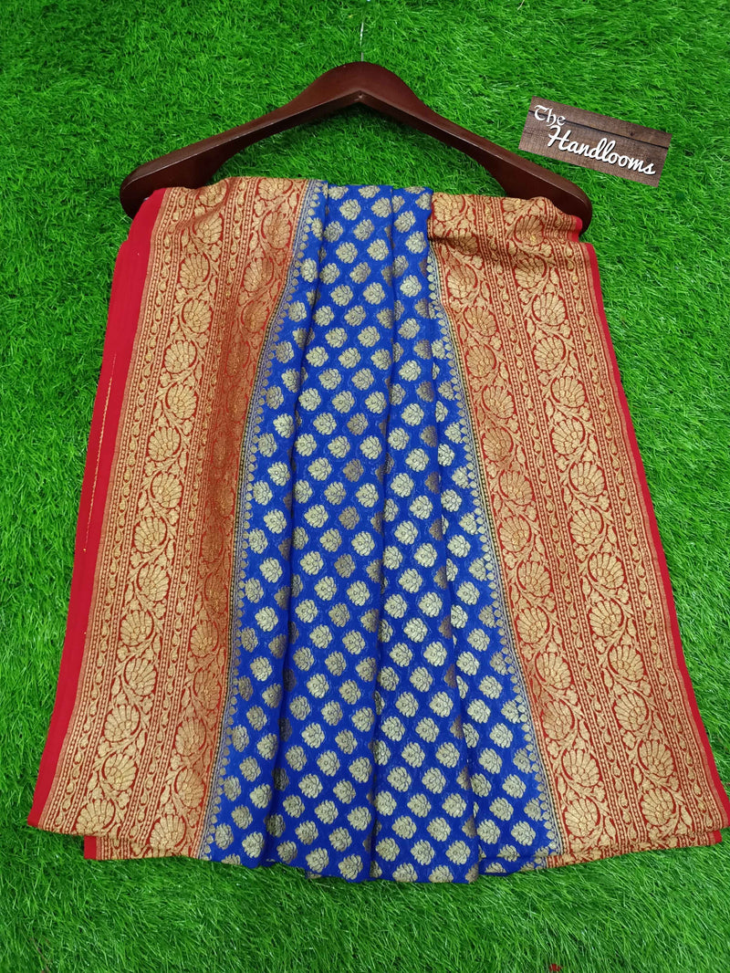 Khaddi Georgette Banarasi Saree -  Antique zari - The Handlooms