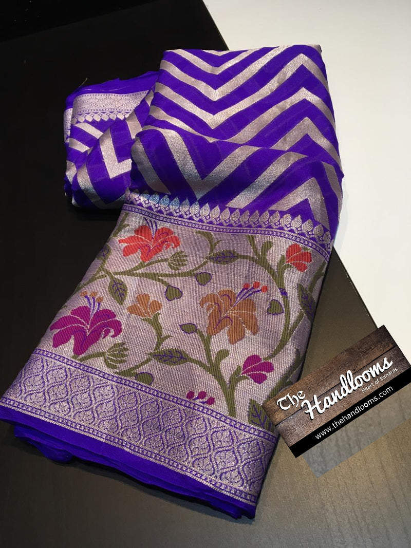 Pure Chiffon Khaddi Banarasi Saree - The Handlooms