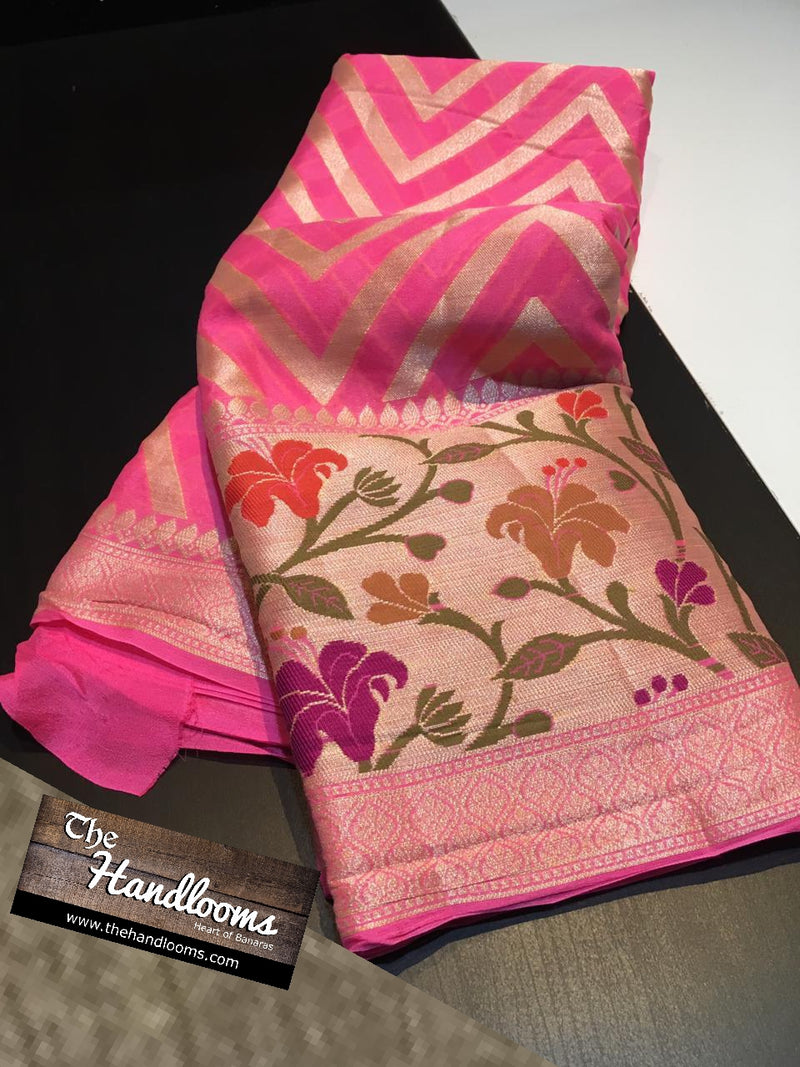 Pure Chiffon Khaddi Banarasi Saree - The Handlooms