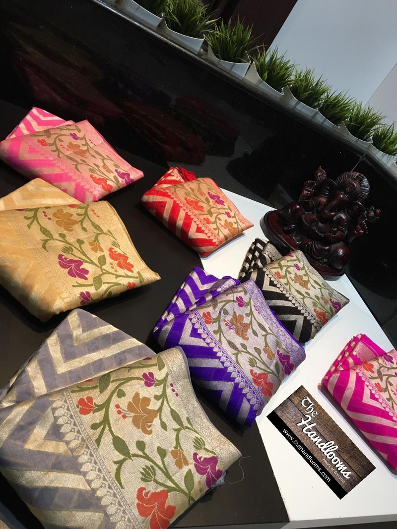 Pure Chiffon Khaddi Banarasi Saree - The Handlooms