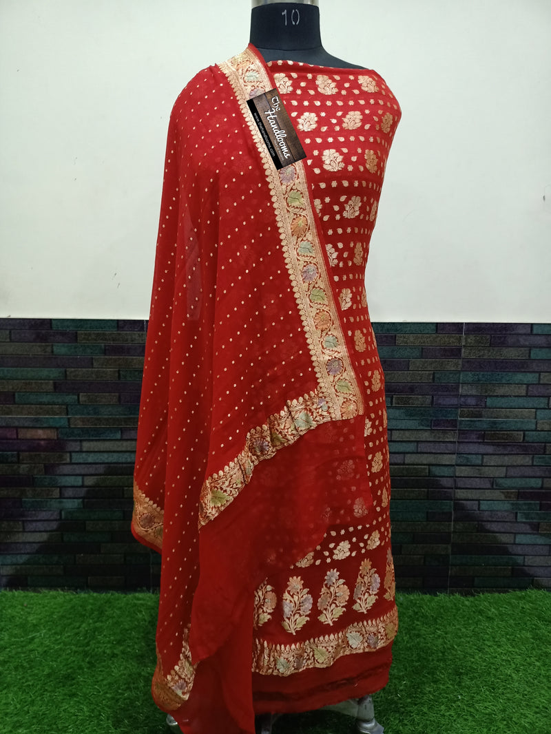 Khaddi Georgette Banarasi Dress material - The Handlooms