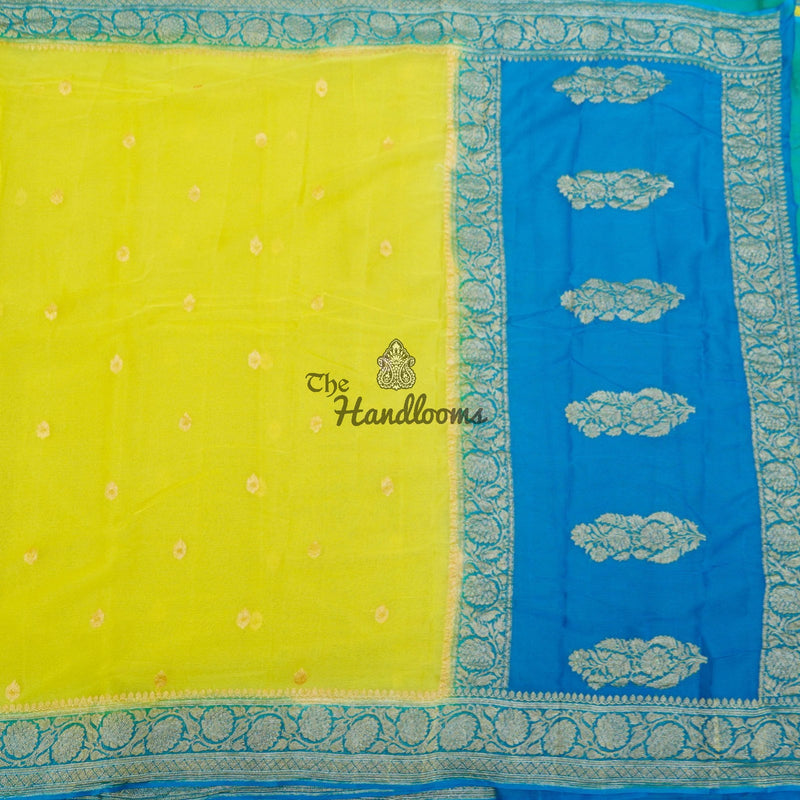 Pure Georgette Banarasi Saree - Gold zari - The Handlooms