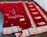 Pure Georgette Banarasi Handloom Saree - Red - The Handlooms