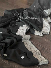Pure Georgette Banarasi Saree - Black - The Handlooms