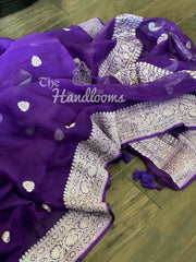 Purple Pure Georgette Banarasi Saree - The Handlooms
