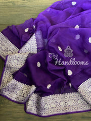 Purple Pure Georgette Banarasi Saree - The Handlooms