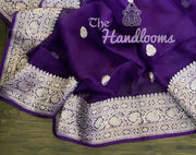 Purple Pure Georgette Banarasi Saree - The Handlooms
