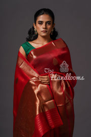 Red Pure Kora Handloom Banarasi Saree - The Handlooms
