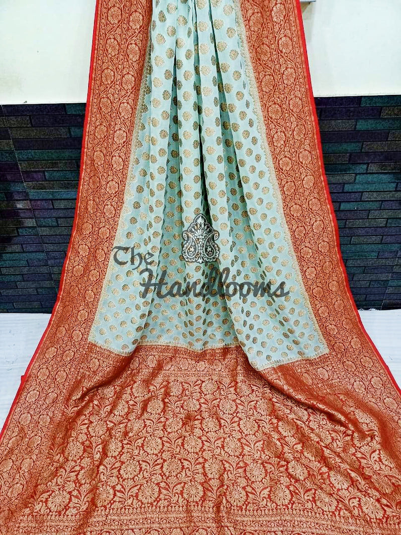 Khaddi Georgette Banarasi Saree -  Antique zari - The Handlooms
