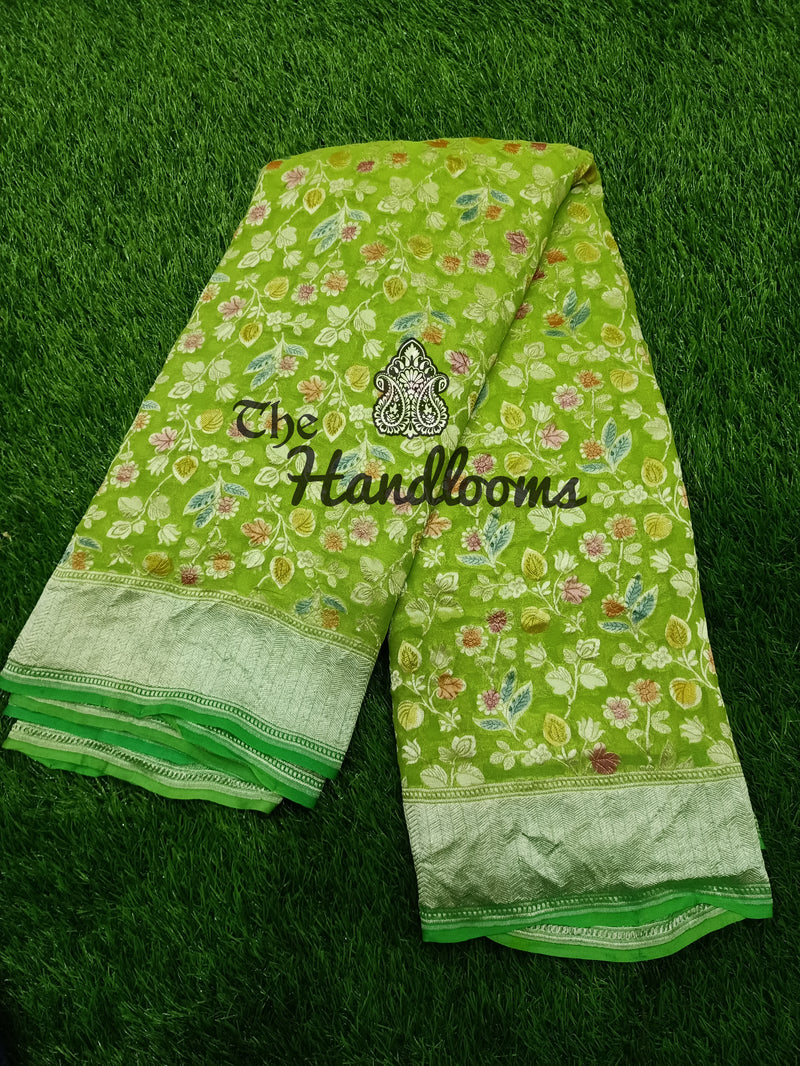 Khaddi Georgette Handloom Banarasi Saree - The Handlooms