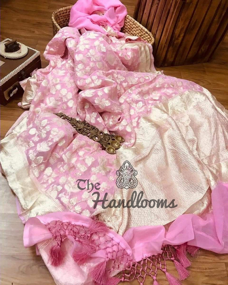 Khaddi Georgette Handloom Banarasi Saree - The Handlooms