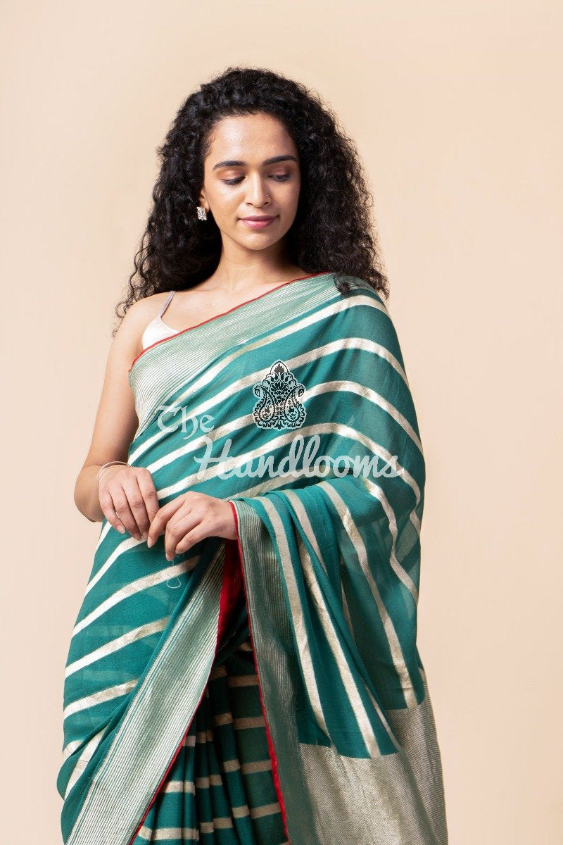 Khaddi Georgette Handloom Banarasi Saree - The Handlooms