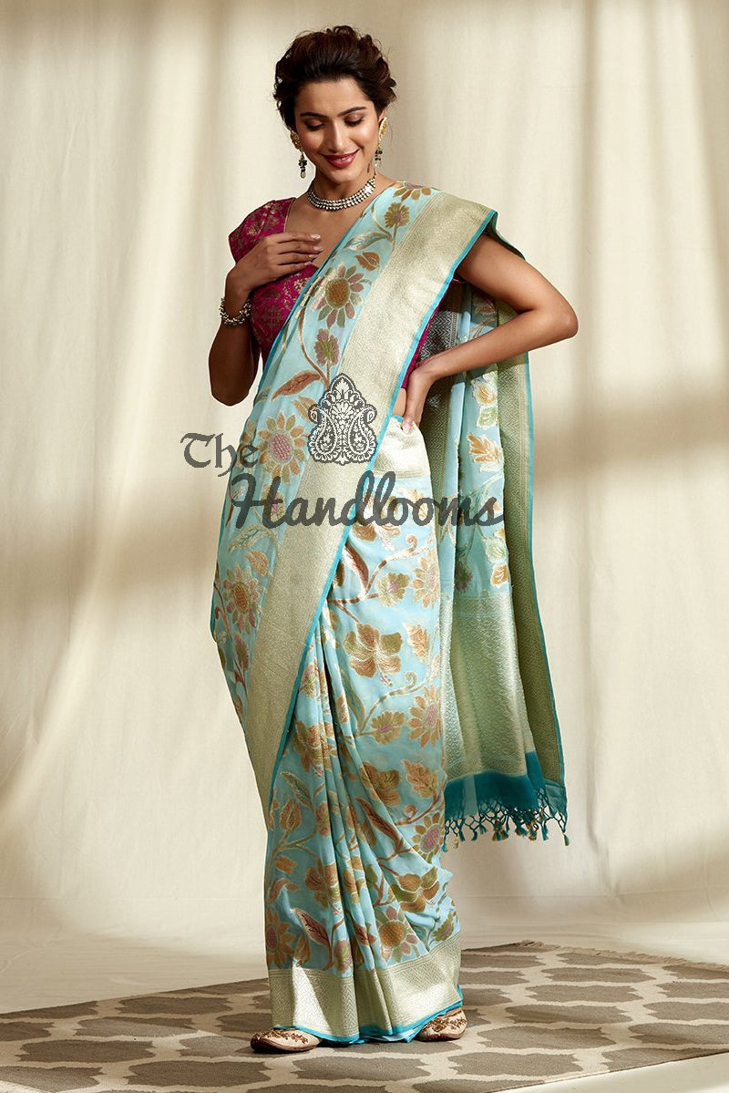 Khaddi Georgette Handloom Banarasi Saree - The Handlooms