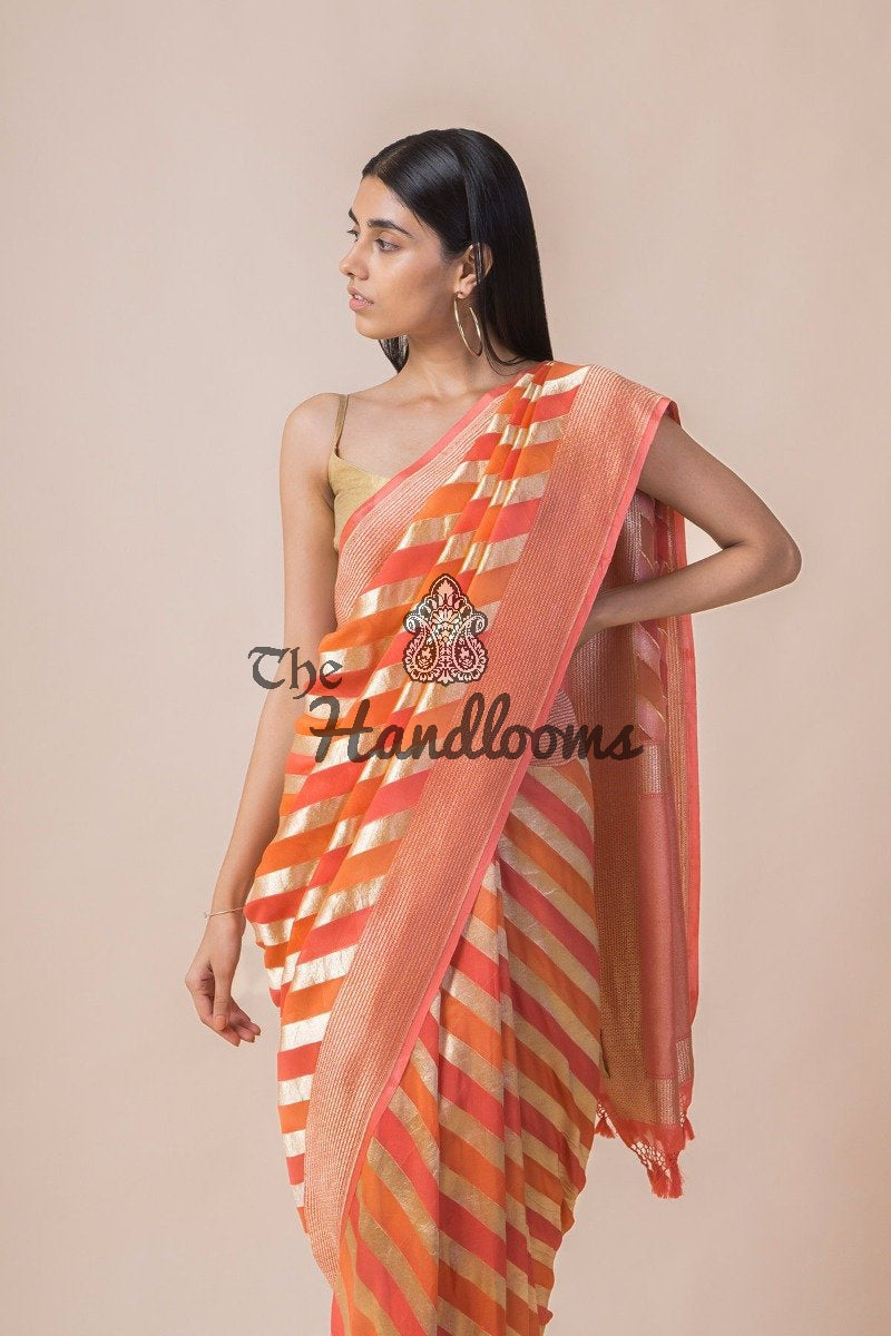 Khaddi Georgette Handloom Banarasi Saree - The Handlooms