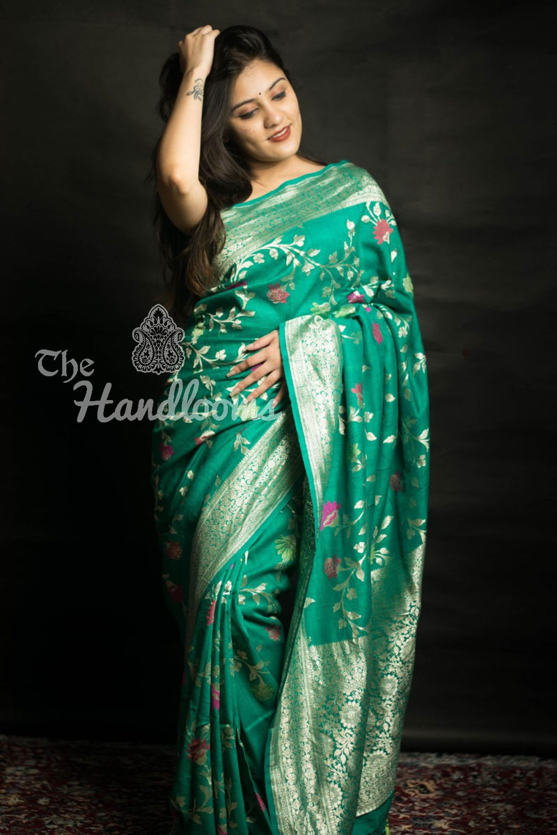 Tussar Georgette Handloom Banarasi Saree - Tilfi - The Handlooms
