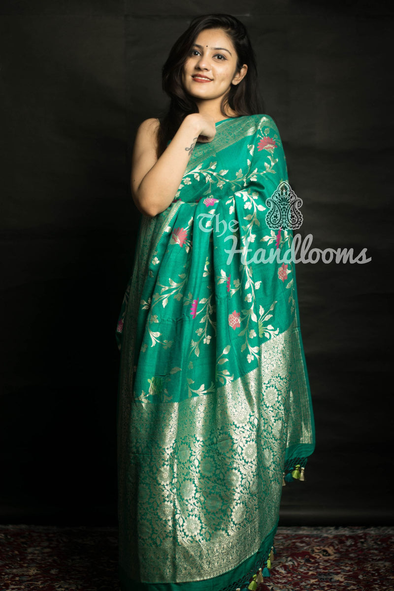 Tussar Georgette Handloom Banarasi Saree - Tilfi - The Handlooms