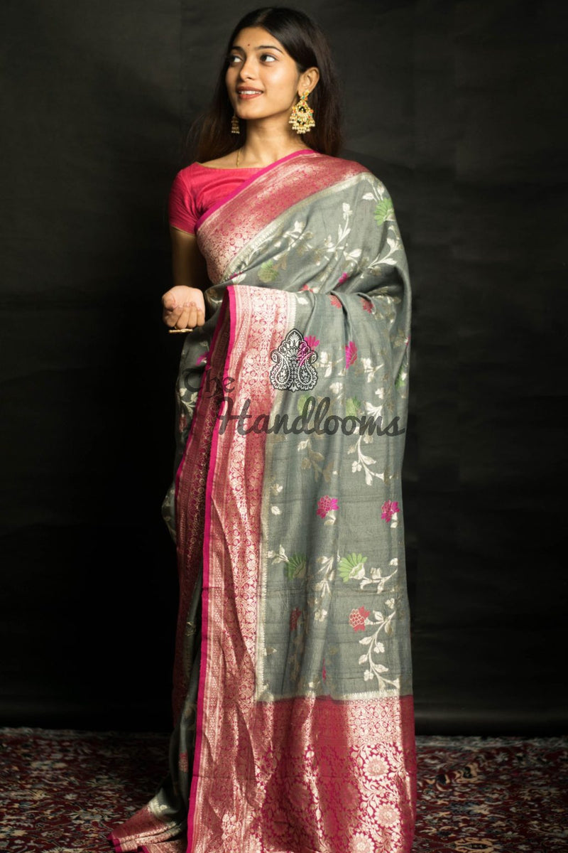 Tussar Georgette Handloom Banarasi Saree - Tilfi - The Handlooms