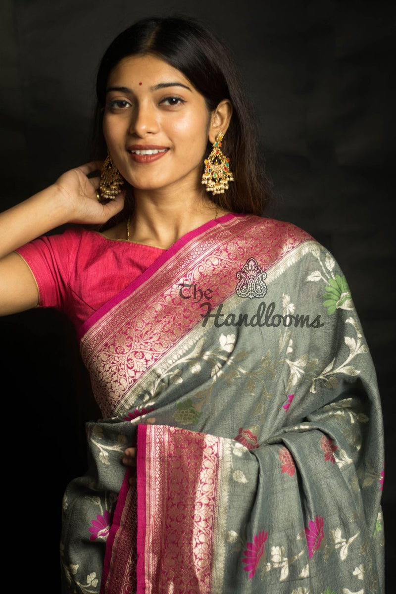 Tussar Georgette Handloom Banarasi Saree - Tilfi - The Handlooms