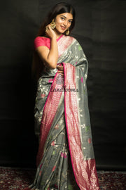 Tussar Georgette Handloom Banarasi Saree - Tilfi - The Handlooms