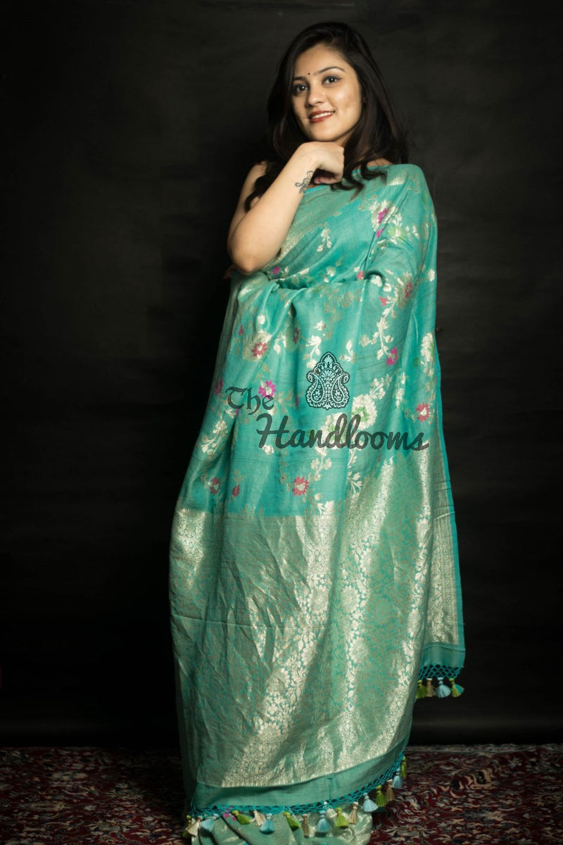 Tussar Georgette Handloom Banarasi Saree - Tilfi - The Handlooms