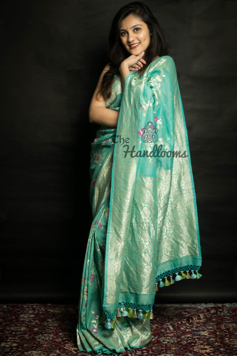 Tussar Georgette Handloom Banarasi Saree - Tilfi - The Handlooms