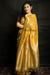 Mustard Yellow Tussar Georgette Handloom Banarasi Saree - All over Jaal Work with meenakari - The Handlooms