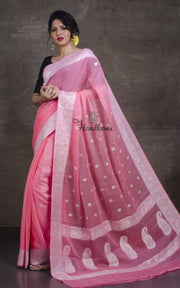 Pure Georgette Banarasi Saree - Pink - The Handlooms
