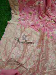 Pink Khaddi Georgette Handloom Banarasi Saree - All over jaal work with meenakari - The Handlooms