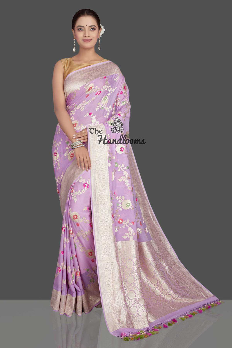 Khaddi Georgette Handloom Banarasi Saree - Tilfi - The Handlooms