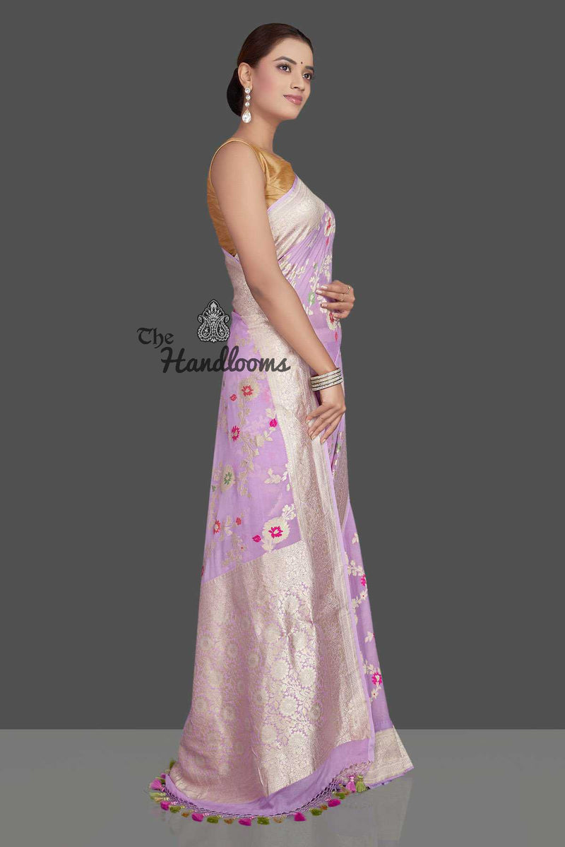 Khaddi Georgette Handloom Banarasi Saree - Tilfi - The Handlooms