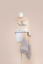 Pure Khaddi Georgette Dupatta - water zari - The Handlooms