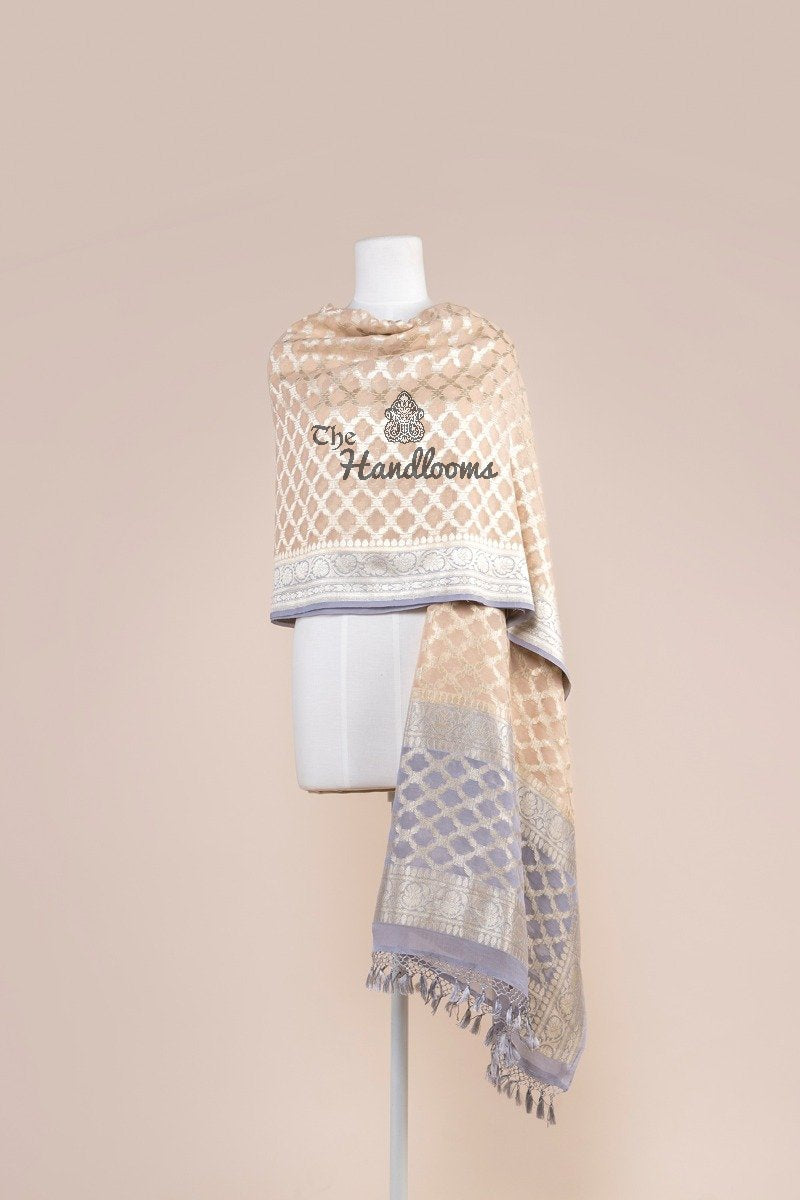 Pure Khaddi Georgette Dupatta - water zari - The Handlooms