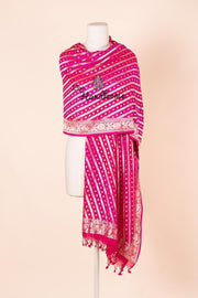 Pure Khaddi Georgette Dupatta - water zari - The Handlooms