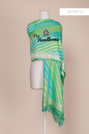 Pure Khaddi Georgette Dupatta - water zari - The Handlooms