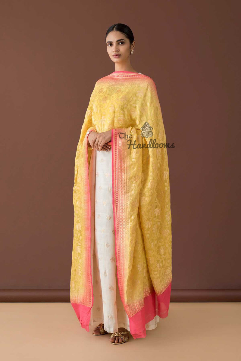 Pure Khaddi Georgette Dupatta - water zari - The Handlooms