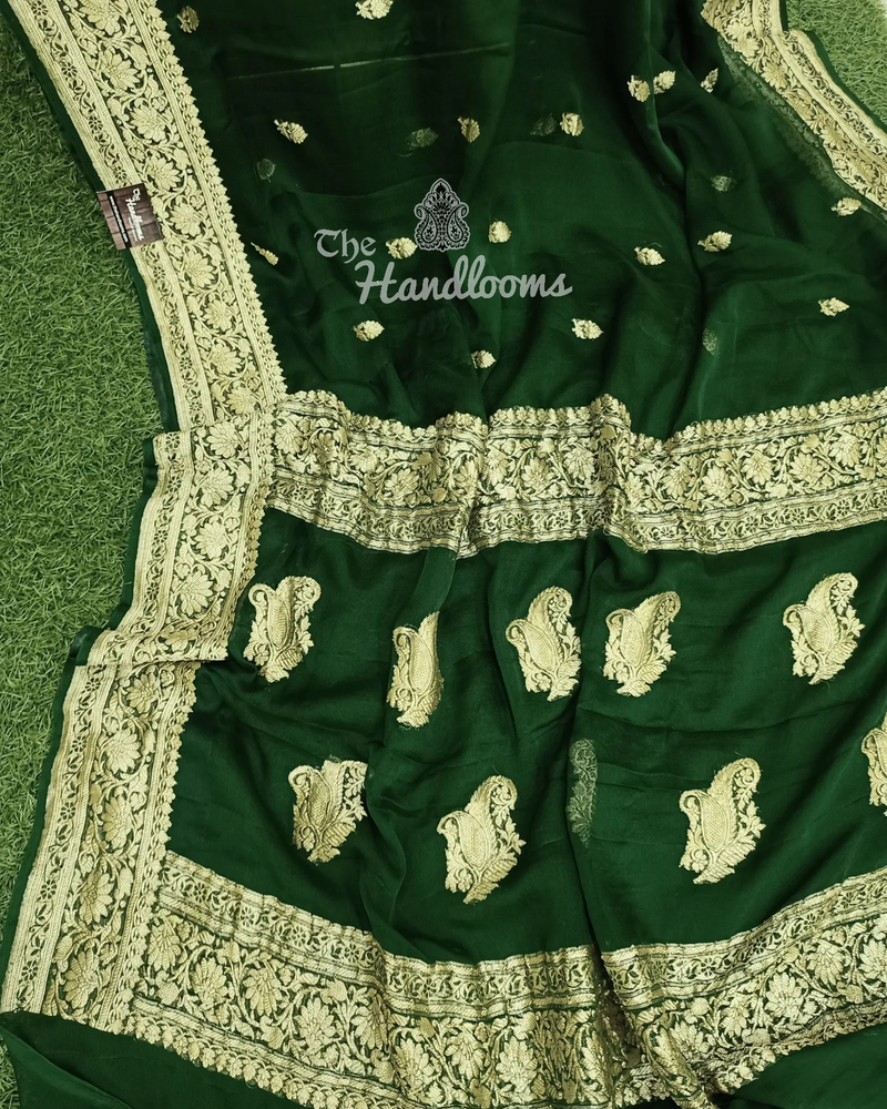 Pure Georgette Banarasi Saree - Gold zari - The Handlooms