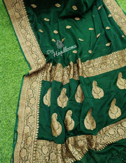 Pure Georgette Banarasi Saree - Antique Zari - The Handlooms