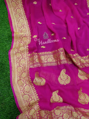 Pure Georgette Banarasi Saree - Gold zari - The Handlooms