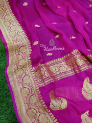 Pure Georgette Banarasi Saree - Gold zari - The Handlooms