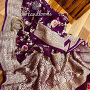 Khaddi Georgette Handloom Banarasi Saree - All Over Jaal Work with meenakari - The Handlooms